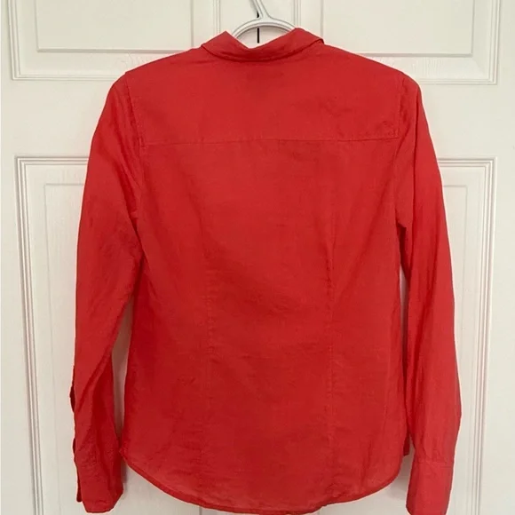 J Crew Linen Blend Coral Pink Button-Down Shirt Size 2 - Picture 2 of 5
